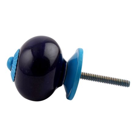 Navy Blue Round Turquoise Fitting Ceramic Knob